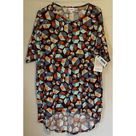 LuLaRoe Irma Simply Comfortable T Shirt Womens Sz XS Geometric Multi Color NWT - Picture 1 of 10